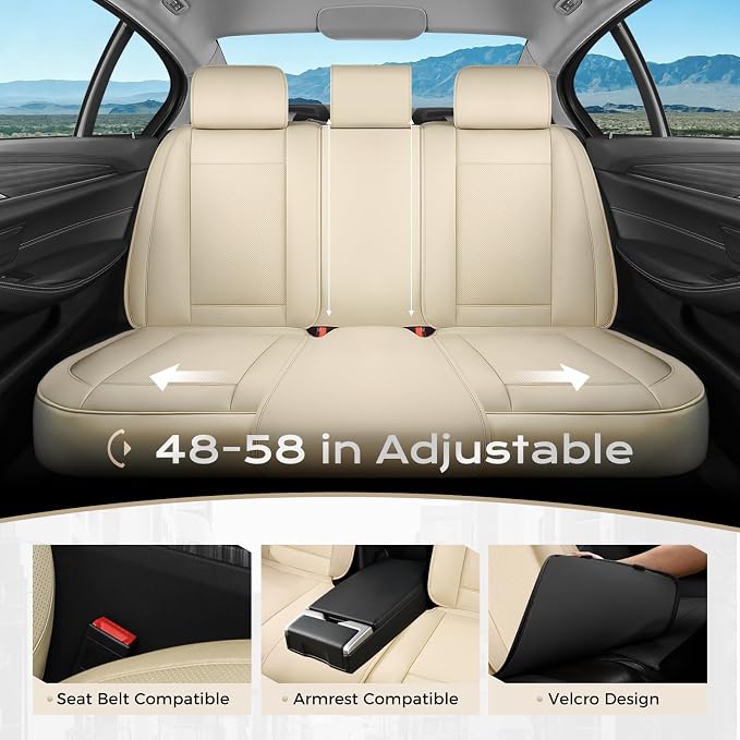 Coverado Car Seat Covers Full Set, Seat Covers for Cars, Front Seat Covers and Back Seat Cover Waterproof Leather Automotive Seat Cover, Universal Car Interior Protectors Cushion for Most Cars