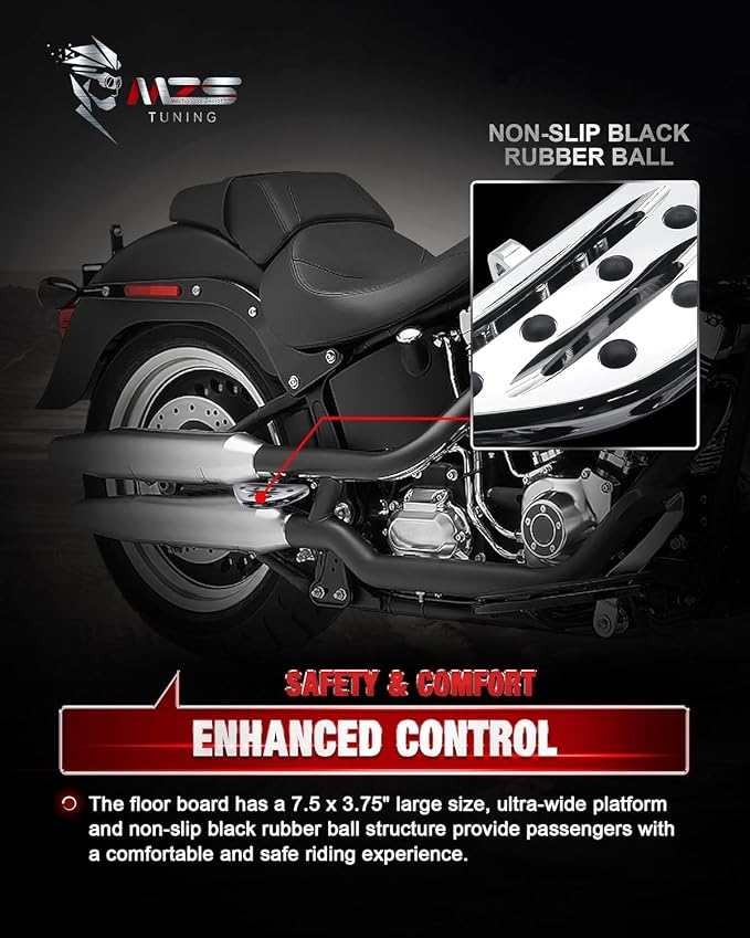MZS Motorcycle Passenger Floorboards Compatible with Road Electra Street Glide Road King Tri Ultra CVO 93-25, Touring Rear Footboards Foldable Foot Pegs Floor Boards Mount Bracket Kit CNC Chrome