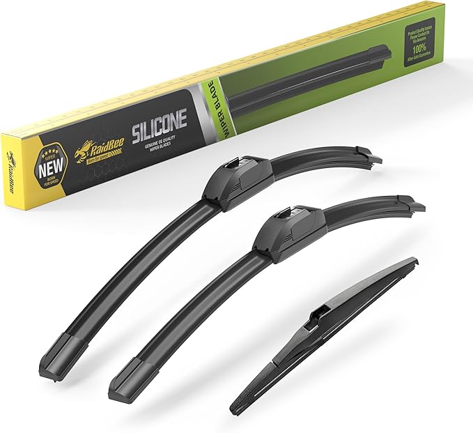 Raidbee® Silicone Windshield Wiper blades 3 pack Replacement for Jeep Compass 2025 2024 2023 2022 2020 2019 2018 All-Season Silicone Windshield Wipers 24" 18" 10"