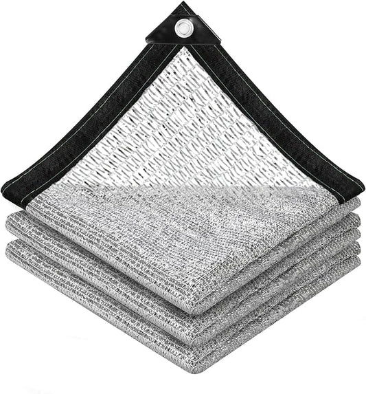 vensovo 30% Aluminum Shade Cloth - Reflective Aluminium Shade Netting Sun Shade Cover with Grommets for Cars, Dogs, Outdoor, RV, Patio (10x12FT)