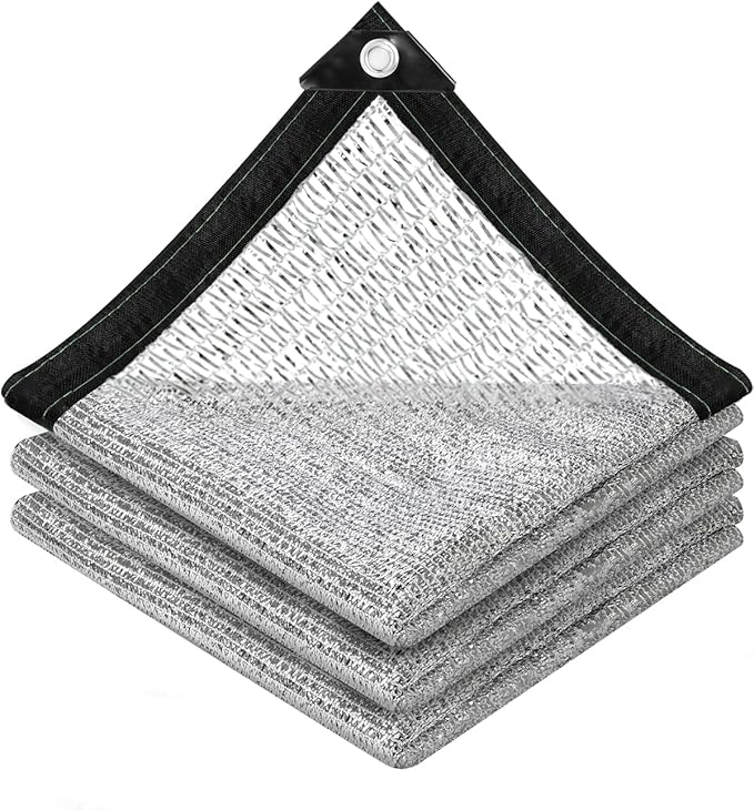 vensovo 30% Aluminum Shade Cloth - Reflective Aluminium Shade Netting Sun Shade Cover with Grommets for Cars, Dogs, Outdoor, RV, Patio (10x25FT)