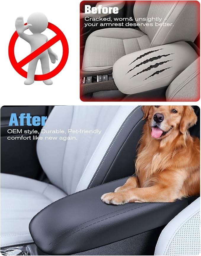 For 2020-2026 Ford Escape & 2021-2026 Bronco Sport CX430 2-in-1 Silicone Center Console Armrest Cover& Armrest Hidden Privacy Tray - [OEM Design& Friendly Liquid Silicone Rubber] - Thin Black