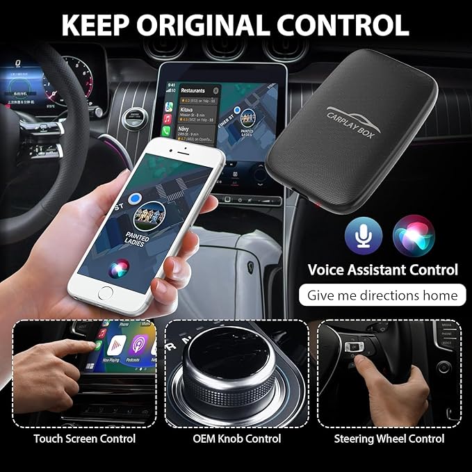 CarPlay Wireless Adapter & Android Auto Adapter,2025 Upgrade Convert Wired to Wireless CarPlay Adapter, Magic Video AI Box 3.0 Support YouTube Netflix TF Card Compatibility with iOS 10+/Android 11+