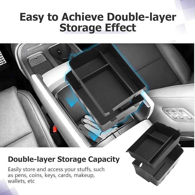 LUWU 2026 Palisade Center Console Organizer Compatible with 2026 Hyundai Palisade Accessories Armrest Console Organizer Armrest Insert Tray Palisade LX3 2026 Accessories Black 2-Pack