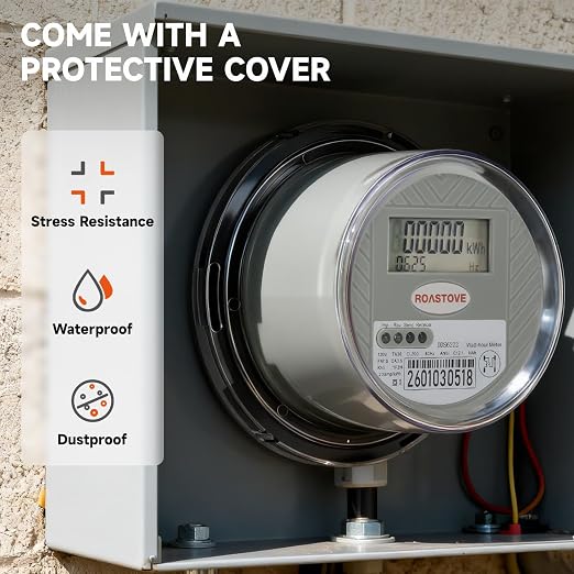 120V Digital Electric Meter, 2 Wire KWH Watt Meter for RV & Home, LCD Energy Usage Monitor, 0.5 Accuracy, Easy-to-Read Power Consumption Meter