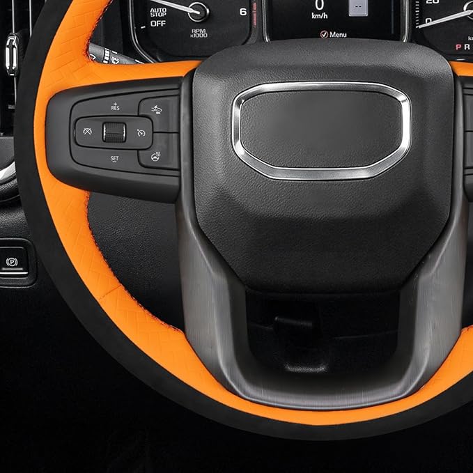 MEWANT Hand Stitch 3D Style Steering Wheel Protector Wrap Cover for GMC Sierra 1500 2019-2023/Sierra 1500 Limited 2022/Sierra 2500 2020-2024/Sierra 3500 2020-2024/Yukon 2021-2023