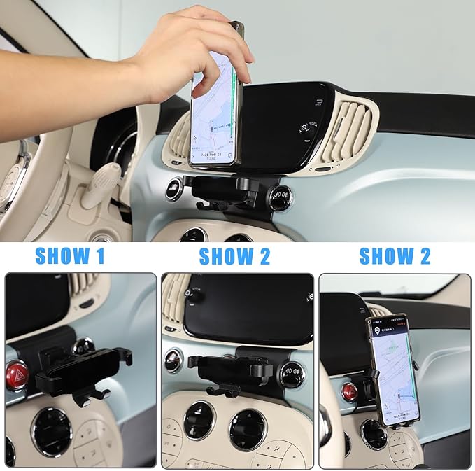 HAPPYHORSE Car Phone Mount Compatible with Fiat 500 2016-2023，Car Center Console Mobile Phone Bracket Phone Holder Phone Mount Mount with Self-Adhesive Base Accessories (Style B)