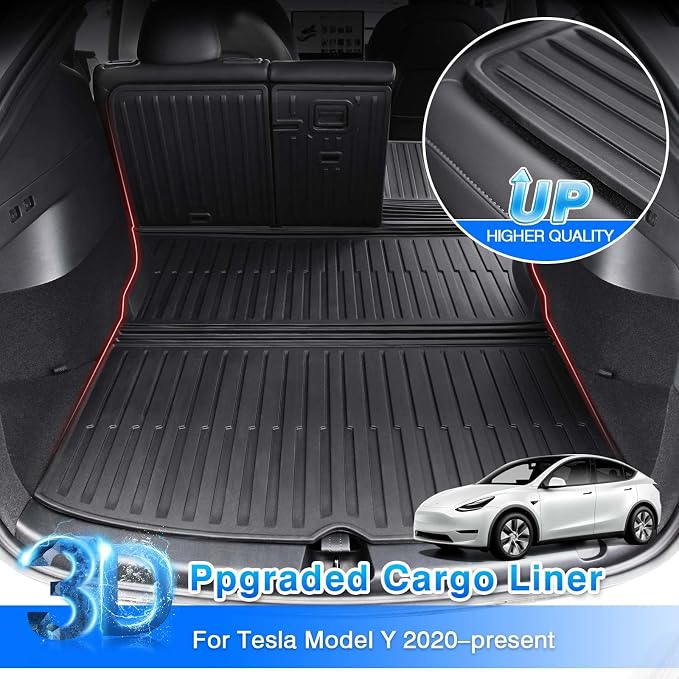 Cargo Liner Fits for Tesla Model Y 2020-2024 2025 5-Seat (Not for 7 Seat) All Weather Back Seat Cover Trunk Cargo Mat for Model Y Accessories (with Backrest Mat)