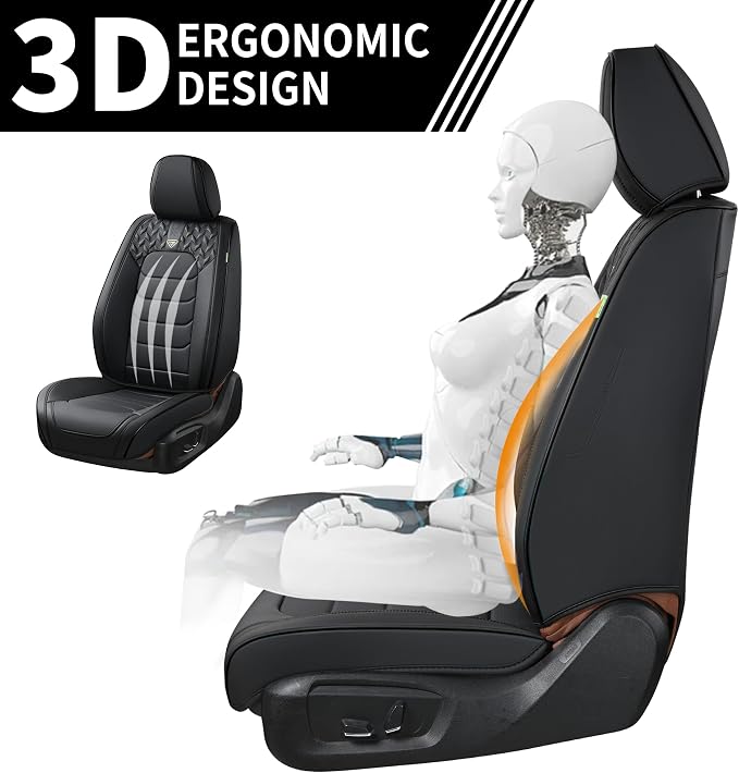 FLORICH Seat Covers Full Set,Leather Seat Covers, Front and Rear Seat Cover 5 Seats, Waterproof Car Seat Cushion Protector Accessories for Sedan SUV Pick-up Truck(Black, Full Set)