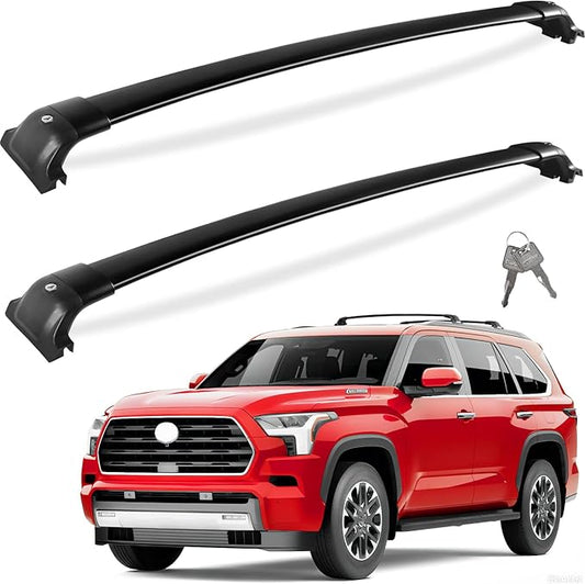 Tuyoung 260lbs Lockable Roof Rack Cross Bars Compatible with Toyota Sequoia 2023-2026 with Flush Rails，Aluminum Roof Rails Crossbars Cargo Bars Canoe Kayak Car Snowboard Rooftop Cargo Carrier Luggage