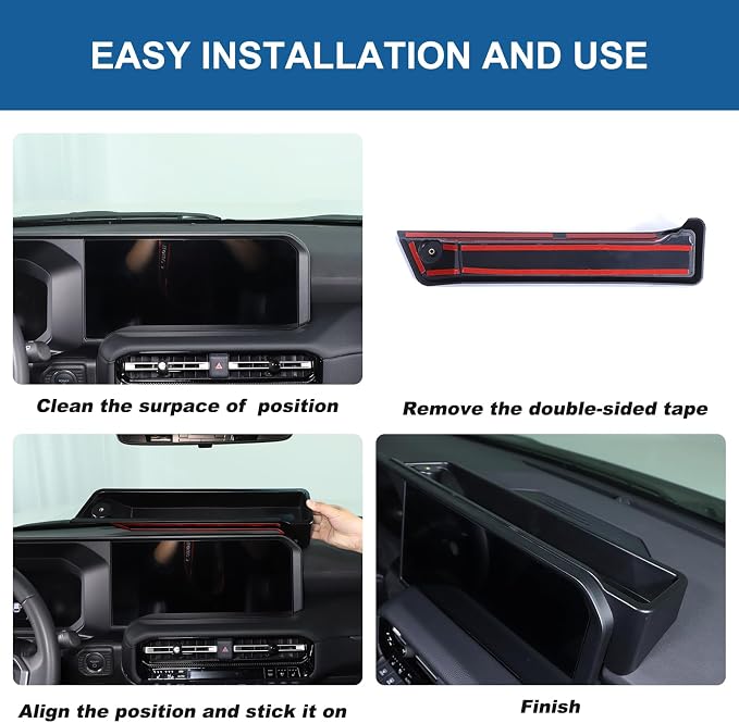Dashboard Storage Box Compatible with Toyota Land Cruiser 250 Prado LC250 J250 2024 2025 2026, ABS Center Console Organizer Tray Navigation Screen Behind Storage Box