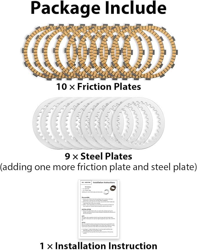 Mofun Extra Plate Friction Steel Plates Clutch Kit Compatible with Harley Softail Touring Street Glide Dyna Trike Twin Cam 1998-2017 Evolution 1340 1998-1999 Replace of P/N 37980-10 307-30-10013 19PCS