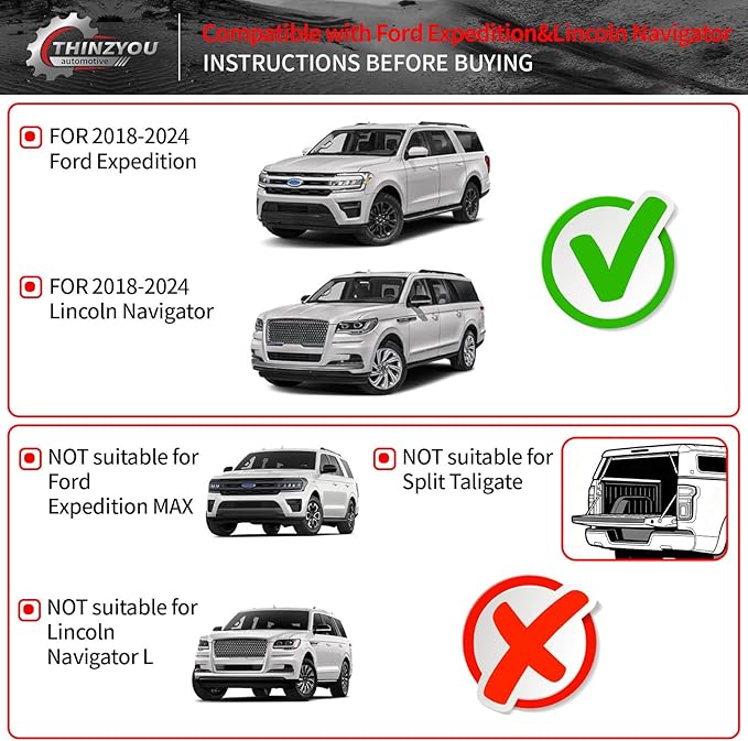 Cargo Mat Compatible with 2018-2024 Ford Expedition Lincoln Navigator (Not for MAX or L Models) 7 Seats Kick Mat TPE 2023 Expedition Accessories (2nd&3rd Row Backrest Mats+Trunk Mat)