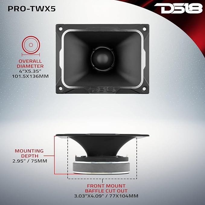 DS18 PRO-TWX5 Aluminum Super Bullet Tweeter 1.5" VC 500W Max, 250W RMS, 4 Ohms with Built in Crossover Tweeters are The Best in The Pro Audio and Voceteo Market (1 Speaker)