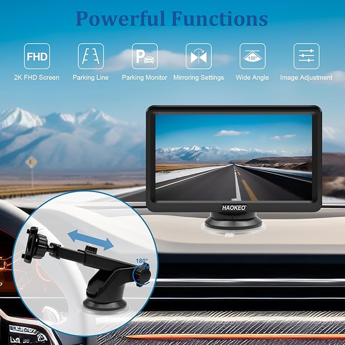 Wired Backup Camera for Truck 7 Inch Monitor Kit Easy to Install in 15 Minutes Starlight Night Vision for Backing Up, HD 2K Rear View Camera with Monitor for Cars Trucks SUVs