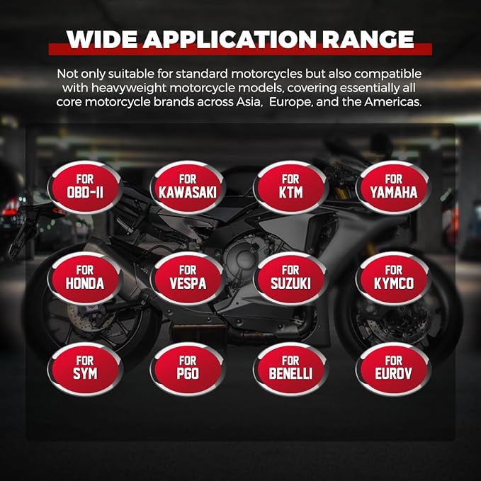 M4-As Motorcycle Diagnostic Tool Full System OBD2 Scanner 12+ Brands | Honda, Yamaha, Suzuki, Kawasaki, KTM, Vespa, KYMCO, SYM, PGO, Benelli, Euro 5/6, TPMS, ABS, IMMO, ECU Reset, Battery Test