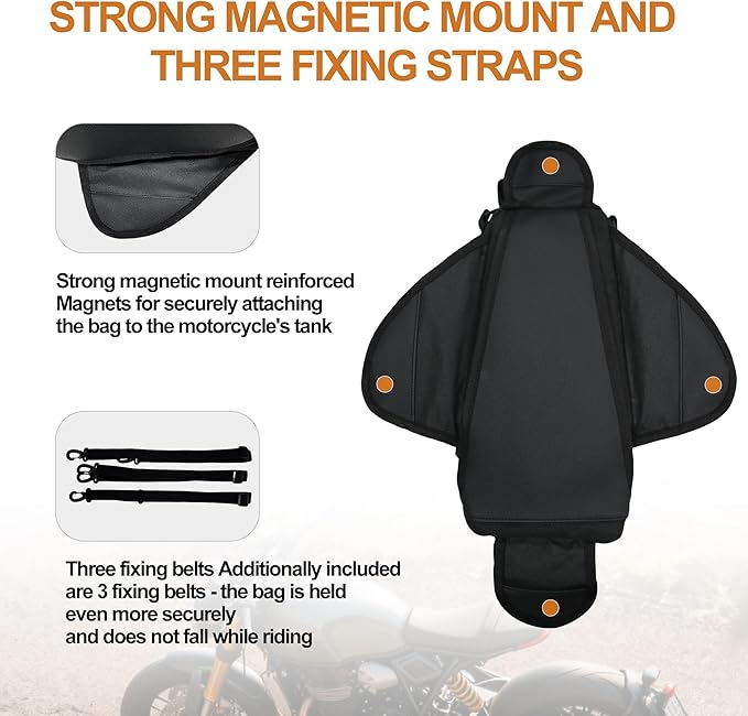 Magnetic Motorcycle Tank Bag,Heavy Duty Black Gas Tank Pouch,Oxford Saddle Motorbike Bag