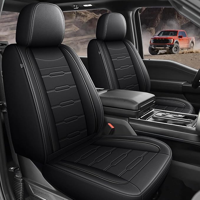 Seat Covers for Ford F150 2009-2025 2026 - F250/F350/F450 2017-2025 2026: 5 Seat Covers Full Set Faux Leather Truck Seat Covers Car Cushion (5 Seats,Black)