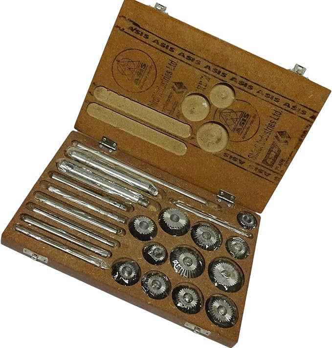 Valve Seat & Face Cutter Set 12 Pcs for Vintage Old Cars & Bikes | Includes 12 Cutters, 7 Guides, 2 Handles & 1 Rod | Machined Finish Valve Seat Cutter Kit in Storage Box
