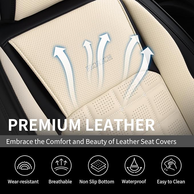 FLORICH Seat Cover, Leather Car Seat Covers Full Set, Waterproof Car Seat Protectors 5 Seats, Front and Rear Seat Covers for Cars, Breathable Automotive Seat Covers Protector Fit for Most Cars Truck