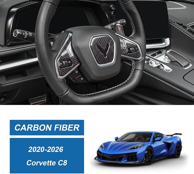 Real Carbon Fiber Trim Decoration for Corvette C8 2020-2026 | 3K twill weave, high luster, decor sticker, fade & scratch resistant, self-adhesive tape, mods parts, 1-year warranty