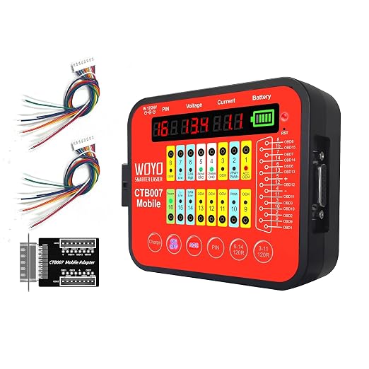 ECU Circuit Board Testing Tool on Bench, WOYO CTB007 Mobile with Built-in Resistor, OBD2 Diagnostic Tool, Digital Voltage of 16 PINs, Automotive CAN Tester Box, Support DC and Battery Power