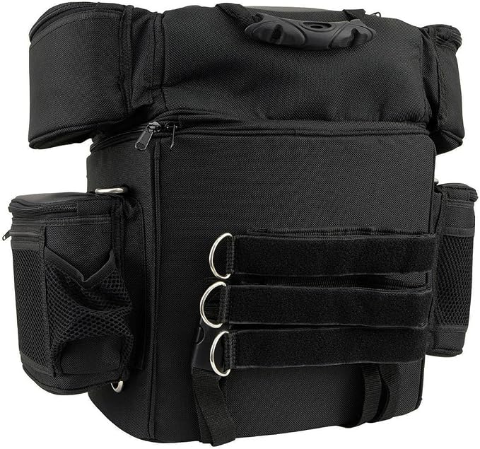 Milwaukee Leather MP8180 Medium Black '5 Pocket' Motorcycle Textile Double Barrel Sissy Bar Bag - Medium
