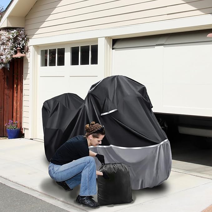 Motorcycle Cover Fit for Touring Models Harley Davidson Ultra Limited/Ultra Classic/Road King/Street/Road/Electra Glide Cover, 420D Oxford-Stoff Waterproof for Outdoor All Weather Protection