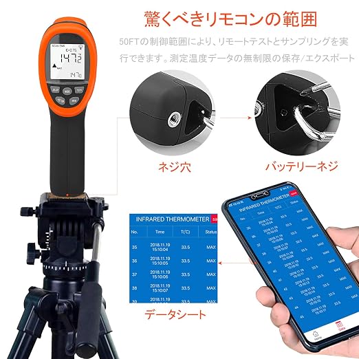 BTMETER BT-985CAPP Industrial Infrared Thermometer, 12:1 Distance Spot Ratio, Digital Non-Contact HVAC Laser Temperature Gun Test Temp -58℉~1472℉ for Kitchen Pizza Oven,NOT for Human