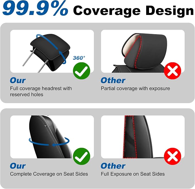 Seat Covers Full Set Compatible with 2024 2025 2026 Toyota Tacoma Double Crew Cab Waterproof Leather Seat Protectors Custom Fit for Trucks (Black&Grey)