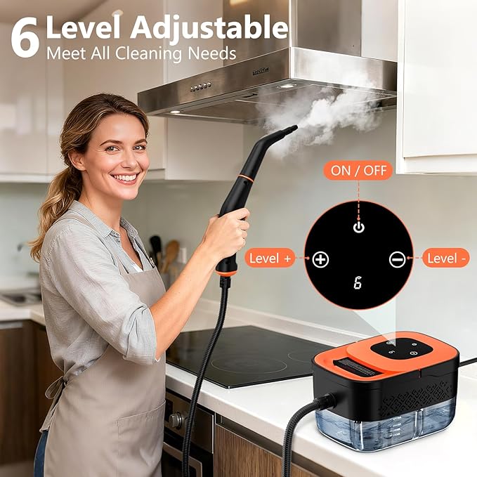 Steam Cleaner, Portable Steamer for Cleaning with 16pcs Accessories, 6-Level Adjustable, 15s Heat-Up, Handheld Steam Cleaner for Home, Tile, Grease, Dirt, Grout, Car Detailing