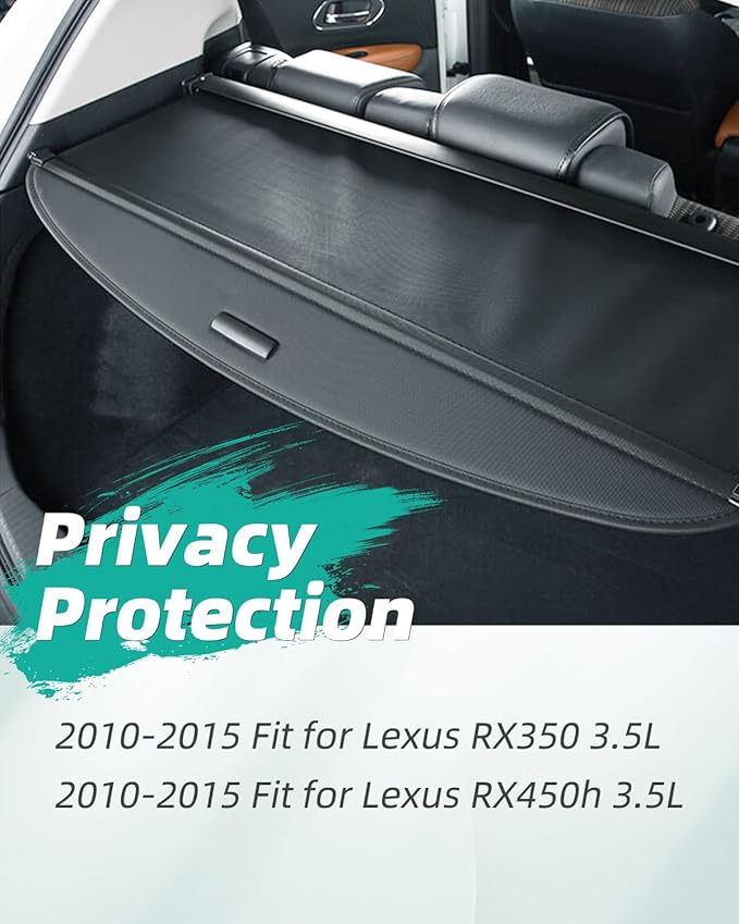 SCITOO Cargo Cover 2010-2015 Fit for Lexus RX350 3.5L 2010-2015 Fit for Lexus RX450h 3.5L Upgraded Retractable Rear Trunk Cover with Aluminum PVC&Plastic