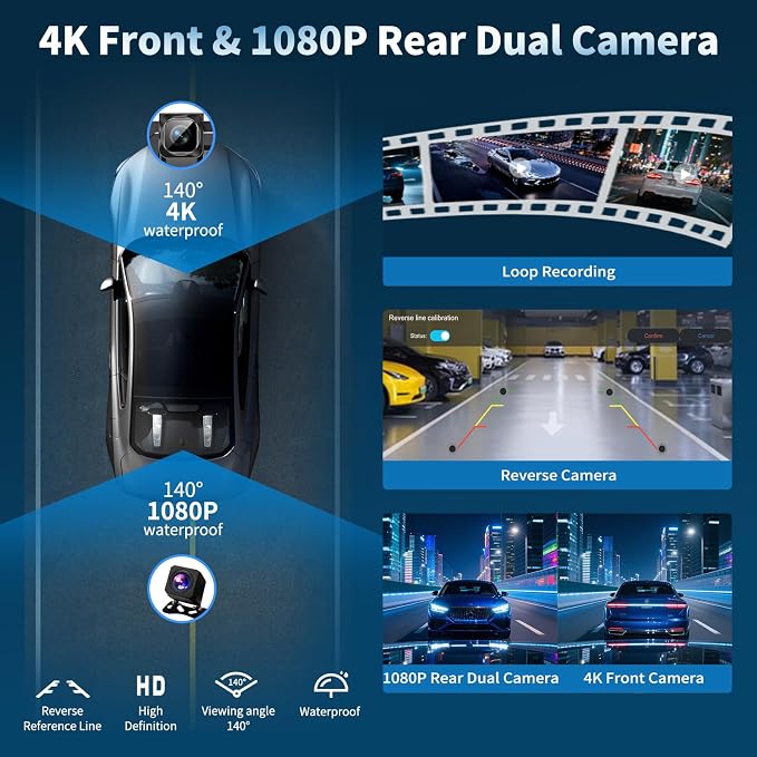 Wireless A-pple Carplay Screen for Car, Largest 11.5'' Carplay & Android Auto Car Stereo Touchscreen with 4K Dash Cam and 1080P Backup Camera,Voice Control/GPS Navigation/Mirror Link/Bluetooth/AUX/FM