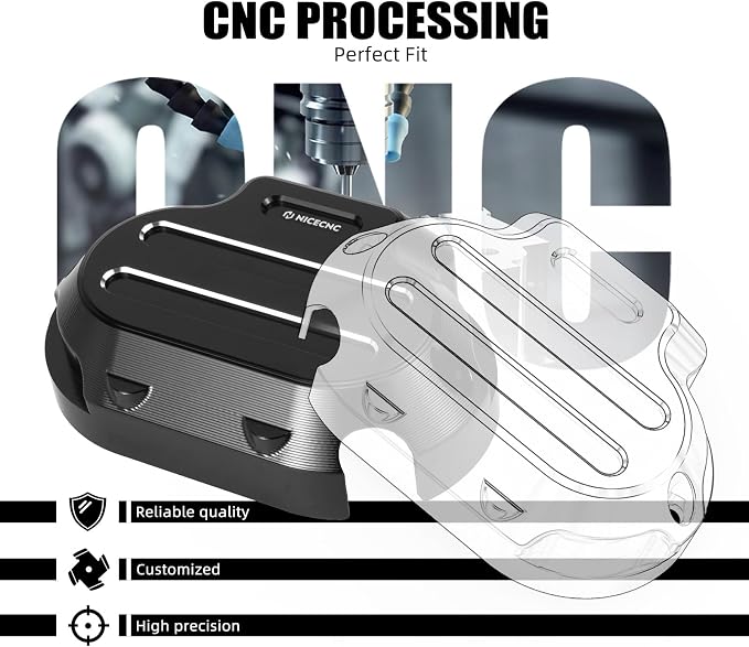 NICECNC Black Transmission Side Cover Aluminum Compatible with Harley Electra Glide Standard FLHT 2017-2020, CVO Road Glide FLTRXSE 2017-2020, Replacement for 25800057, See Fitments