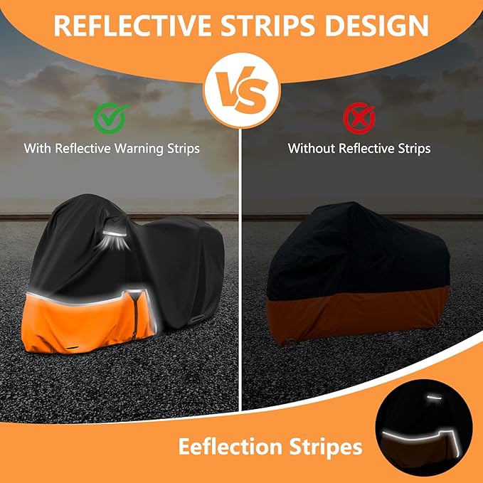 420D Motorcycle Cover for Cruiser Models Harley Davidson Iron 883, Fat Boy, Softail Slim, Softail Standard, Street Bob 114, Sport Glide etc, All Season Outdoor Waterproof Motorcycle Cover