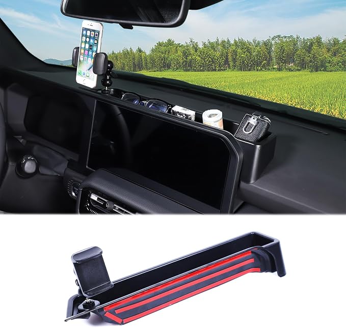 Car Center Console Dash Organizer with Phone Holder Compatible with Toyota Land Cruiser 250 Prado LC250 J250 2024 2025,ABS Dashboard Tray Storage Box Interior Accessories (Phone Mount Holder A)