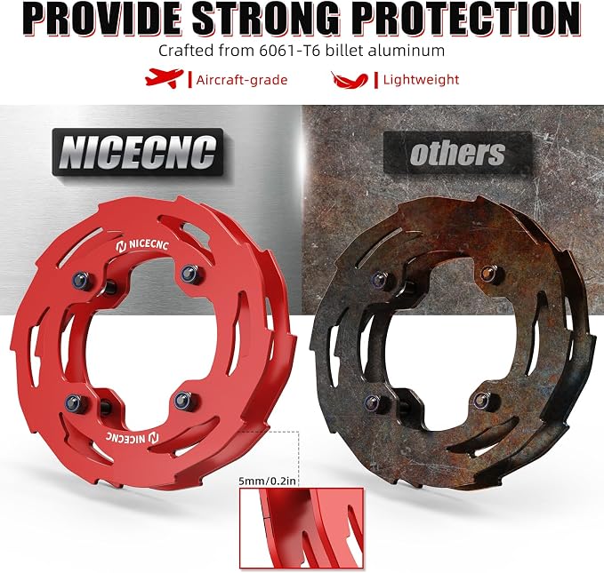 NICECNC Sprocket Guard Chain Cover Protector Compatible with Yamaha YFZ450R 2009 2010 2011 2012 2013-2023, YFZ450R SE 2009-2019 2020 2021 2022 2023, See Fitments Red