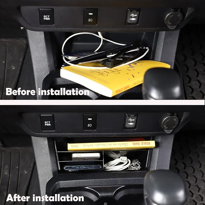 For Toyota Tacoma 2016-2020-23, Gear Shift Console Side Tray Organizer Gear, Shift Console Side Storage Box, Shifter Storage Box Interior Accessories, Central control storage box, Holds a U.S. Patent