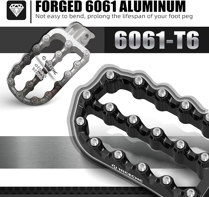 NICECNC Flat Foot Pegs Footpeg Compatible with 390 Adventure 2020 2021 2022 2023 2024, Foot Pedals, Anodization, CNC-machined, Black