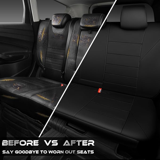 CAR PASS Neoprene Back Seat Cover, Universal Waterproof Bench Rear Seat Cover Universal Wetsuit Car Seat Cover Fit 95% Automotive Interior Covers for Cars Sedans SUVs (Rear,All Black)