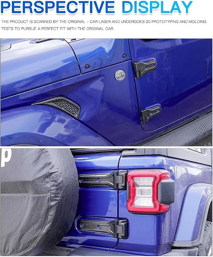 Barong for Jeep Wrangler JL JLU 2018-2025 Accessories Exterior Decoration Door Hinge Handle Engine Hood Hinge Hood Latch Wheel Eyebrow Side Air Outlet Rear Window Hinge Cover 26PCS Full Set (Carbon)
