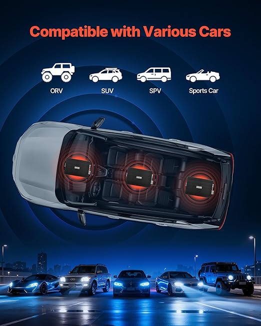 VEVOR 4 Channel Car Audio Amplifier 2 Ohm Stable Bridgeable Class A/B Full Range Amp Max Power 4 x 200W @ 4 Ohm / 4 x 400W @ 2 Ohm for Car SUV Truck Off-Road