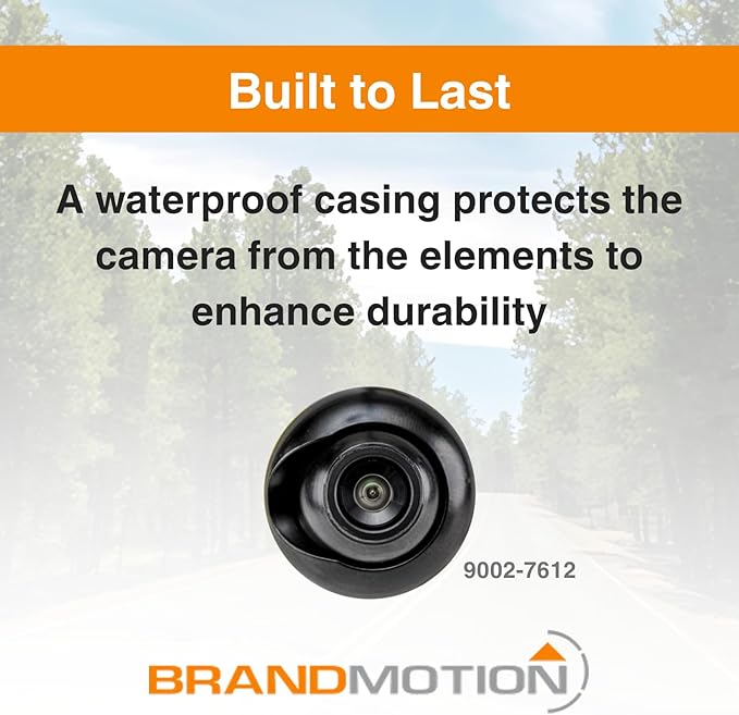 Brandmotion 9002-7612 Universal Snap-in Adjustable Bullet Camera | Waterproof Case | Color Image with Automatic White Balance | Parking Grid Lines Available | Low Profile Flush Mount