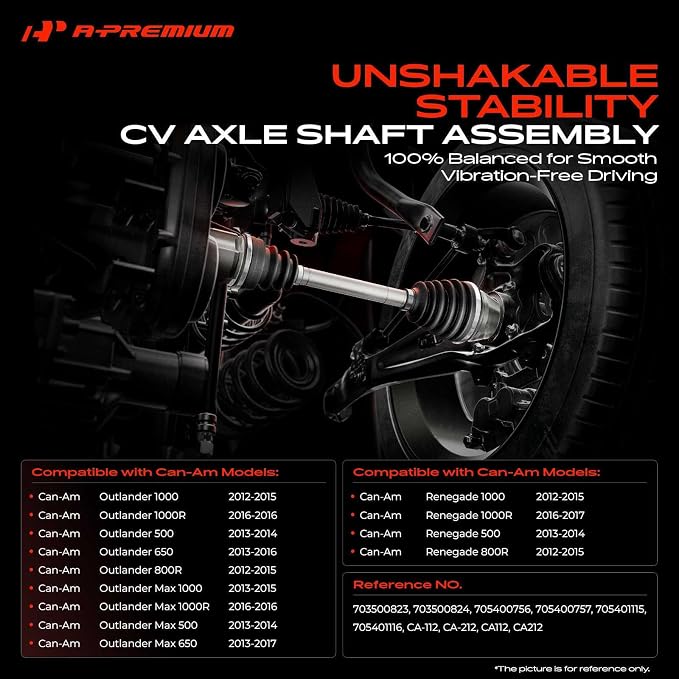A-Premium Pair (2) Front CV Axle Shaft Assembly Compatible with Can-Am Outlander (Max) 500/650/1000/800R/1000R, Renegade 500/1000/800R/1000R, 2012-2017, 4x4 Models, Driver and Passenger Side