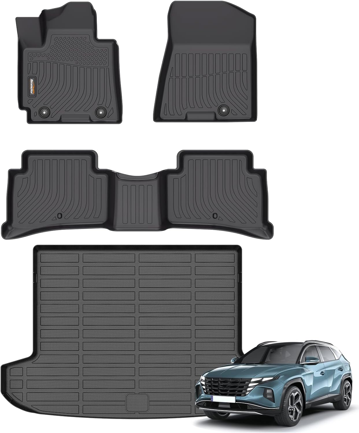 Binmotor-Floor Mats with Cargo Liner for Hyundai Tucson 2016-2021, Tucson All Weather Car Floor Mats, Cargo Mat Rubber Liners Accessories for Hyundai Tucson