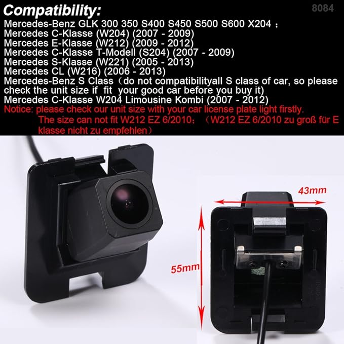 car rear view back up parking vehicle camera reverse HD waterproof for Mercedes Benz GLK300 350 W204 S CLASS W220 W221 W212 S250 S300 S320 S350 W216 E Class E180 E200 260 (Super Pro HD camera)