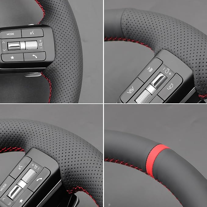 MEWANT Hand Stitch Steering Wheel Cover for Toyota Land Cruiser 2024-2026, Custom Fit DIY Wrap Interior Accessories