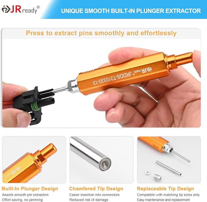 JRready DDS Metal Storage Handle Pin Removal Tool Kit for Weather Pack Metri-Pack Connectors Automotive Depinning Tool with DRK-785084 AMP 1.5mm Superseal Removal Tool ACTCRH7A08