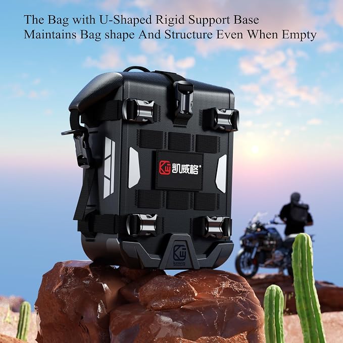 Kewig Full Waterproof Motorcycle Bag for Front Bumper Side Frame Crash Bar | 5.5L TPU Motorcycle Riding Tools Accessories Luggage Bag with Rigid Support & Quick Release Shoulder Strap, Black, 1PC