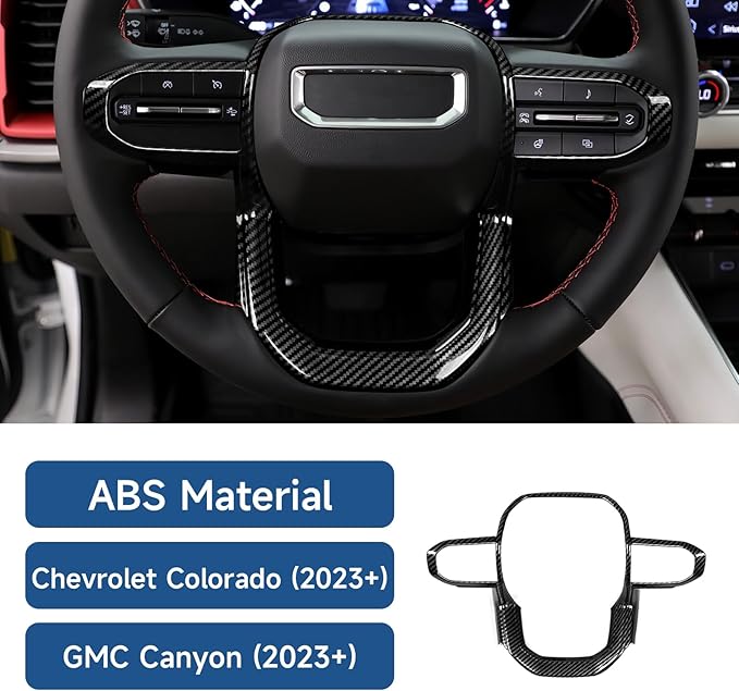 Car Car Steering Wheel Decal Sticker ABS Carbon Fiber Interior Trim Cover for Chevrolet Colorado/GMC Canyon 2023 2024 2025 2026 Accessories